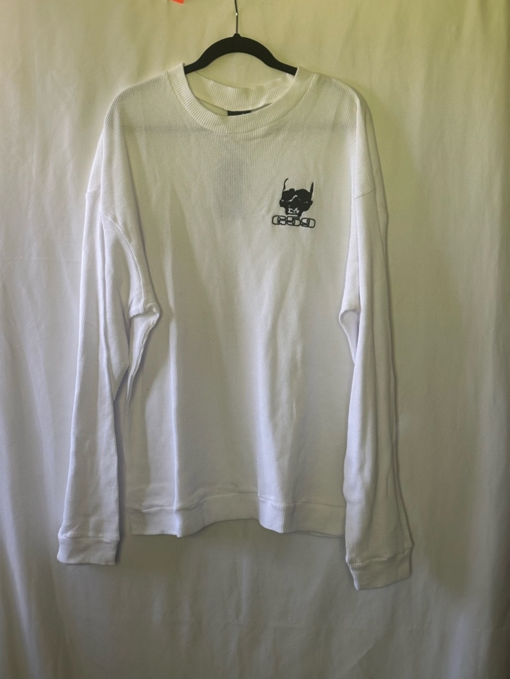 G59 Records Skull Logo White Waffle Knit Thermal Shirt XL NWT